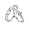 Anillo de pareja de seda verde wan para hombres y mujeres un par amor vivo entrelazado anillo de diamantes de simulación anillo color platino al por mayor sensación de alta gama