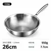 Wok de Acero con Patrón de Martillo de Tres Capas, Olla de Cocina de Acero Inoxidable 304, Sin Recubrimiento, Apto para Cocina de Inducción y Estufa de Gas, Sartén Antiadherente