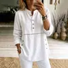 Chegada Nova Outono 2026 Roupas Femininas Estilo Casual Resort Cor Sólida Botão Lateral Solto Gola Alta Manga Longa Top