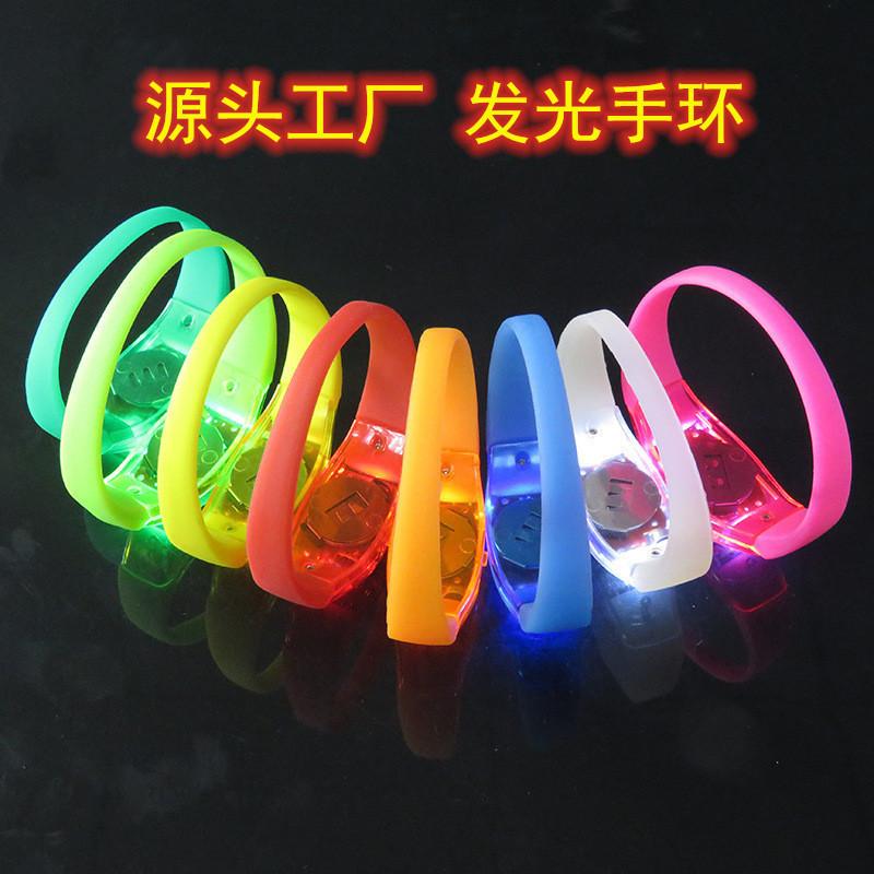 led声控手环 硅胶发光手环 震动感应按键ABS闪光手镯活动道具批发