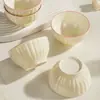 Juego de Vajilla Cerámica con Esmalte Bajo de Alto Aspecto Color Crema para Uso Doméstico: Tazones, Platos, Tazones para Sopa, Tazones para Fideos, Platos de Cena y Juegos de Vajilla
