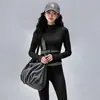 Conjunto de Yoga de Dos Piezas para Mujer con Cuello Alto, Chaqueta Corta de Fitness, Pantalones Deportivos Ajustados de Cintura Alta para Glúteos de Durazno, Traje Deportivo