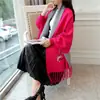 Cardigan suelto de punto de estilo coreano para mujer talla grande, capa con flecos, chal suéter abrigo para mujer