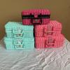 Bolso de Rattan Rosa Organizador de Almacenamiento Retro para Dormitorio Decoración de Boda al Aire Libre Caja de Regalo Almacenamiento Cesta Tejida