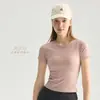 Top deportivo blanco sin costuras de manga corta, transpirable, fino, para Pilates y yoga, camiseta de yoga ajustada de manga corta con sensación de segunda piel, efecto adelgazante