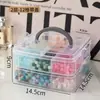 Brinquedo de Enfiar Contas Multicamadas Portátil para Crianças DIY Caixa de Armazenamento Artesanal Caixa de Decoração com Contas Soltas de Plástico Transparente com Tampa