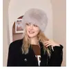 Sombrero Transfronterizo que Hace que la Cara Parezca Más Pequeña, Sombrero de Felpa que Protege los Oídos, Sombrero de Felpa de Piel Sintética para Otoño e Invierno, Sombrero de Pescador Cálido de Felpa de Copa Plana para Mujer