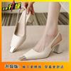 Zapatos Elegantes para Mujer de Punta Cuadrada 2025 Primavera y Verano Nuevos Estilo Francés Pequeña Fragancia Sandalias de Tacón Medio de Punta Cerrada Zapatos de Hada