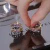 Brincos Exclusivos Personalizados Versáteis Novo Design Atmosfera Fashionável Moda Cobre Zircônio Broca Roxa Brincos de Argola