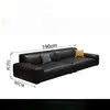 Sofá de couro preto em estilo minimalista moderno italiano, adequado para espaços pequenos, com design robusto e arranjo reto