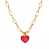 Colar de Amor Transfronteiriço Europeu e Americano Feminino Estilo Celebridade da Internet Ins Corrente de Clavícula com Coração de Pêssego Duplo Pingente de Metal Gotejamento Corrente de Colar Elegante