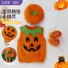 Ropa infantil europea y americana Halloween Niños linda cuello redondo sin mangas calabaza triángulo funda mono traje de tres piezas