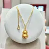 Mismo Estilo que la Joyería Dorada, Collar de Calabaza Escama de Pez Brillante, Colgante de Fortuna y Bendición de Hielo, Cadena para Clavícula, Cobre para Novia