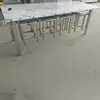 Mesa de Comedor de Acero Inoxidable para 4, 6 u 8 Personas, Reforzada y Engrosada, con Sillas Colgantes, Mesa Redonda Moderna Minimalista para Uso en el Hogar