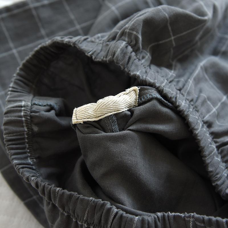 格子纱布短短套装