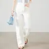Calça Jeans Branca de Cintura Alta com Elastano 360, Flare Wide Leg para Mulheres, Primavera e Outono 2026, Emagrecimento e Alongamento das Pernas, Estilo Retrô