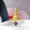 Novo Anel de Romã Natural Anel de Olivina Anel de Topázio Anel de Ametista Anel de Citrino Colar com Pingente Feminino Atacado