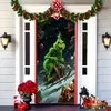 Popular Transfronteiriço Monstro Peludo Verde Grinch Pendurado Capa de Porta Pano de Fundo Decoração de Porta de Casa Pano Pendurado para Atmosfera Festiva Pendurado