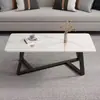 Mesa de café de imitación de losa de roca de lujo ligero para sala de estar, hogar, nuevo, cuadrada, para balcón, mesa de té para casa de alquiler, mesa de café simple para apartamento pequeño
