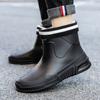 Botas de lluvia de media pantorrilla estilo coreano para hombre y mujer, antideslizantes, impermeables, de moda, con forro polar cálido, zapatos de goma, zapatos cortos para agua, sobrecalzado, transfronterizo