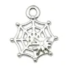 Set Mixto de 20 Colgantes Brillantes Plateados para Manualidades de Halloween con Forma de Fantasma Curioso, Telaraña y Murciélago para Pulseras, Collares y Accesorios de Joyería