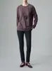 Dragón Marino Warren LST019 26 Otoño Versátil Top Básico con Hombros Rectos, Camiseta de Algodón de Cuello Redondo de Manga Larga para Mujer