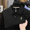 Camisa polo bordada de algodón mercerizado transfronteriza para hombre, nuevo estilo otoño 2026, camiseta casual de manga larga de algodón puro transpirable para hombre