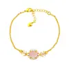 Pulsera Francesa de Lujo Ligero Rosa Gota de Agua Full Diamante Color Duradero Moda de Gama Alta Versátil Exquisita Pulsera de Calcedonia Rosa