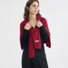 26 Novos Xales de Tricô Oversized em Forma de T de Lã Pura em Cores Misturadas para Mulheres, Cachecol Quente Outono/Inverno, Xale para Ombro, Protetor de Pescoço