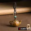 Llavero Colgante de Maceta de Sándalo Verde Tetera Pequeña Bolsita de Té Juguete Pieza de Mano Cadena para Teléfono Móvil para Mujeres