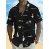 2026 Nova Moda Casual Masculina Comércio Exterior Camisa de Manga Curta com Estampa Digital
