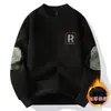 Suéter de Forro Polar para Hombre Primavera y Otoño Top Forro Polar de Doble Cara Marca de Moda Combinable con Todo Forrado de Forro Polar Engrosado Camiseta Base de Manga Larga