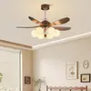 2026 Novo Estilo Vintage Francês Sala de Estar Jantar Ventilador Silencioso Luz Inversor Ventilador Elétrico Retro Americano Lâmina Reta Luz