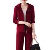 Conjunto Esportivo Casual Feminino Primavera e Outono Moda Cardigã com Capuz Pequeno Elegante Emagrecedor Roupas de Corrida Conjunto de Duas Peças