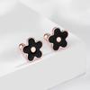 Aretes de Flor de Ciruelo de Plata de Ley 925 Esmalte Epoxi Ins Elegantes Aretes de Oro Rosa Aretes de Cruz Plateados Venta al por Mayor