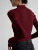 Escote en forma de pera, suéter de punto sin costuras, elegante y versátil para el trabajo, cuello semi-alto, prenda base de punto, top para mujer para capas, estilo otoño