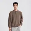 Suéter de punto POLO de 12 puntos Yizhi para hombre, suéter de manga larga para otoño e invierno 2026 con cuello camisero, top de punto casual holgado