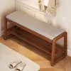 Banqueta para cambiar zapatos de madera maciza para uso doméstico, adecuada para entradas, apartamentos pequeños y se puede usar como zapatero con zapatero y banco integrados