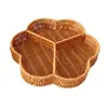 Cesta Nueva Tejida a Mano de Mimbre Sintético Cesta para Snacks Compartimento para Snacks Cesta de Almacenamiento Cesta para Pan Plato de Fruta para Sala de Estar