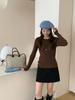 Estilo Coreano Diseño de Lazo Trasero Prendas de Punto Básicas para Mujer Otoño e Invierno Nuevo Top Adelgazante 1354