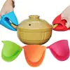 Guantes de silicona gruesa con aislamiento térmico, pinzas de acero inoxidable para bandejas, pinzas para platos, pinzas resistentes a altas temperaturas, pinzas anti-escaldaduras para horno microondas.