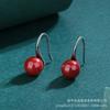 Brincos Vermelho Cinábrio Femininos Moda Coreana Doce Natal Vermelho Contas Areia Sintética Roxa Brincos Brincos Joias Mulheres