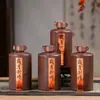 Garrafa de Vinho Vazia de Cerâmica Jingdezhen 500ml Selada Doméstica Selo de Ano Velho 1 Catty 4 Garrafas de Vinho Retrô Caixa de Presente