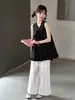 Conjunto de Camiseta sin Mangas de Muñeca y Pantalones de Pierna Ancha para Niñas de Verano, Ropa Nueva para Niños, Conjunto de Dos Piezas de Chaleco y Pantalones Cortos para Niñas
