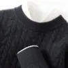 Suéter Masculino de Cashmere Grosso com Malha Pesada em Ponto Trançado, Gola Redonda, Malha 7 Gauge Dupla, Malha de Manga Longa para Outono e Inverno, Malha para Camada Base