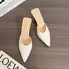 Novas Mules Abertas Femininas Primavera 2026 para Uso Externo, Salto Bloco Bico Fino Salto Alto, Sapatos Preguiçosos de Calçar Fácil Atacado