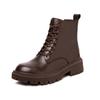 Botines Marrones para Mujer 2025 Nuevos Botines Cortos de Suela Gruesa Botines de Primavera y Otoño Botas de Motocicleta Forradas de Lana Suela Resistente al Desgaste Botas para Mujer