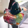 Bolsa de Compras Tejida, Bolsa Ecológica, Bolso Tote de Gran Capacidad, Bolso de Hombro para Estudiantes, Bolsa para Empaque de Regalos Transfronterizos, Hecho a Medida