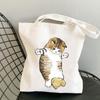 Bolsa de lona con estampado de gato de dibujos animados, linda bolsa de hombro para estudiante, casual, comercio exterior global, bolsa de compras portátil