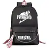 Mochila escolar USB de dibujos animados transfronteriza de cola de hadas para jóvenes de primaria y secundaria, mochila casual con cinta para hombres y mujeres